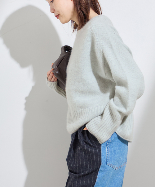 journal standard L'essage（ジャーナルスタンダードレサージュ）の「ヤククルーネックプルオーバー（ニット/セーター・レディース・チャコールグレー/ライトブルー/オレンジ・FREE）」の22枚目の写真
