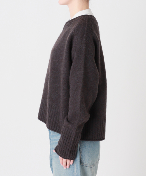 journal standard L'essage（ジャーナルスタンダードレサージュ）の「ヤククルーネックプルオーバー（ニット/セーター・レディース・チャコールグレー/ライトブルー/オレンジ・FREE）」の4枚目の写真