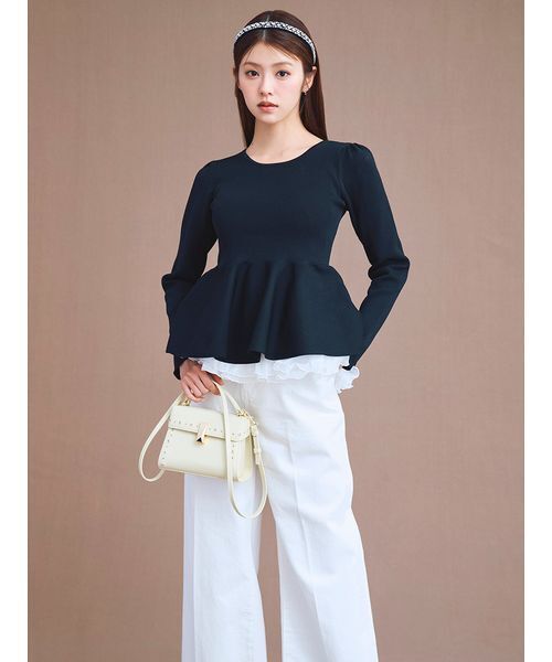 ペプラムドッキングニットプルオーバー（ニット/セーター）｜CELFORD