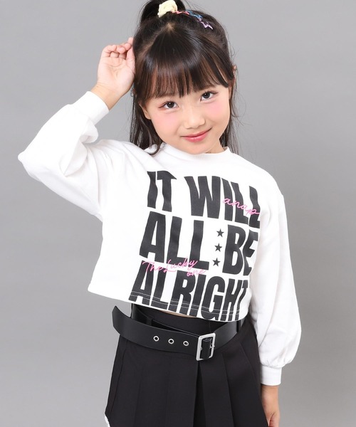 ANAP kids（アナップキッズ）の「メッセージ プリント クロップド スウェット（スウェット・キッズ・ホワイト/ブラック/ピンク・120/110/130）」の2枚目の写真