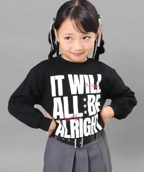 ANAP kids（アナップキッズ）の「メッセージ プリント クロップド スウェット（スウェット・キッズ・ホワイト/ブラック/ピンク・120/110/130）」の3枚目の写真