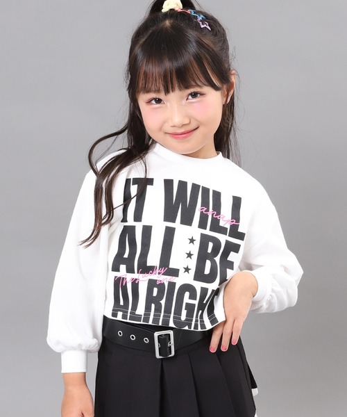 ANAP kids（アナップキッズ）の「メッセージ プリント クロップド スウェット（スウェット・キッズ・ホワイト/ブラック/ピンク・120/110/130）」の4枚目の写真