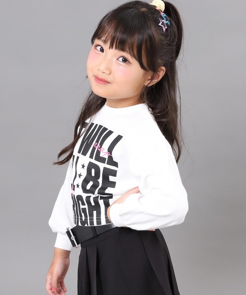 ANAP kids（アナップキッズ）の「メッセージ プリント クロップド スウェット（スウェット・キッズ・ホワイト/ブラック/ピンク・120/110/130）」の5枚目の写真