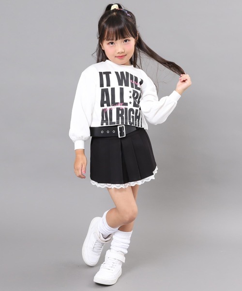 ANAP kids（アナップキッズ）の「メッセージ プリント クロップド スウェット（スウェット・キッズ・ホワイト/ブラック/ピンク・120/110/130）」の7枚目の写真