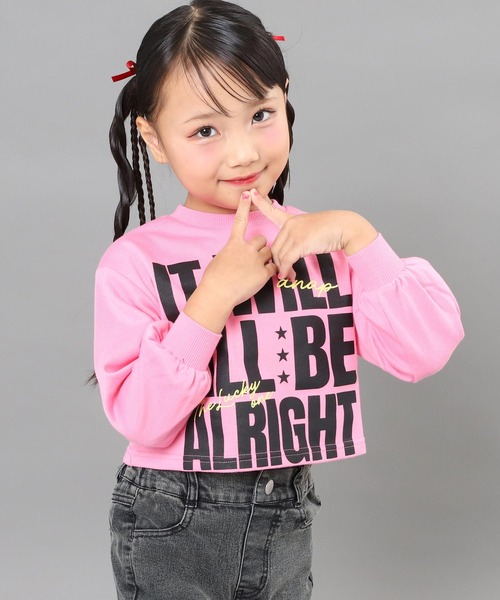 ANAP kids（アナップキッズ）の「メッセージ プリント クロップド スウェット（スウェット・キッズ・ホワイト/ブラック/ピンク・120/110/130）」の10枚目の写真