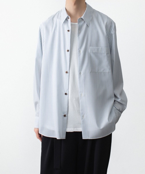 ATTACHMENT(アタッチメント)の「WO/PE ストライプ L/S SHIRT / WO/PE STRIPE L/S SHIRT(シャツ/ブラウス・メンズ・レッド/ブルー/グレー・3/2/1)」の3枚目の写真