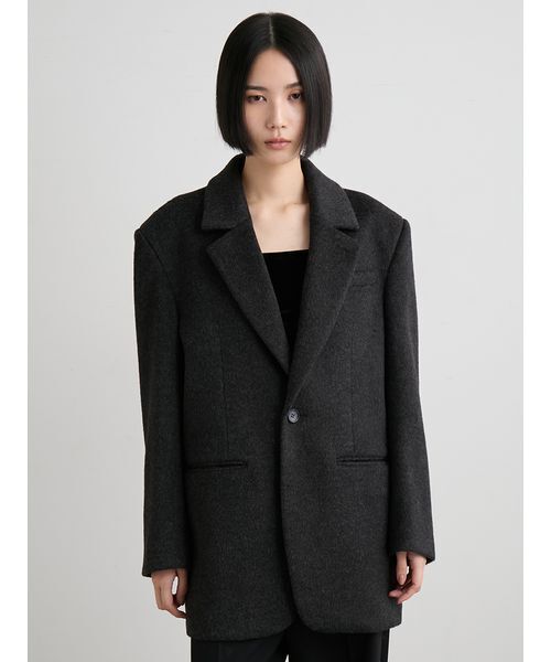 MIESROHE(ミースロエ)の「シャギーシングルジャケット(テーラードジャケット・レディース・ピンク/ライトベージュ/チャコールグレー・0/1)」の4枚目の写真