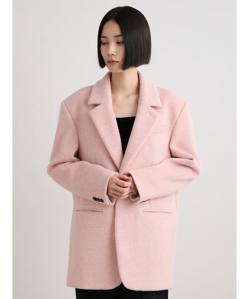 MIESROHE(ミースロエ)の「シャギーシングルジャケット(テーラードジャケット・レディース・ピンク/ライトベージュ/チャコールグレー・0/1)」の7枚目の写真