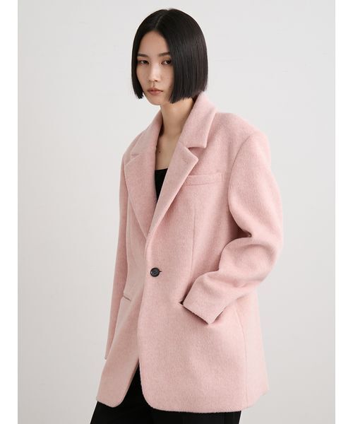 MIESROHE(ミースロエ)の「シャギーシングルジャケット(テーラードジャケット・レディース・ピンク/ライトベージュ/チャコールグレー・0/1)」の8枚目の写真