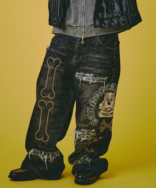 GALFY-ピカピカ骨骨レーザーかも？デニム（デニムパンツ）｜GALFY