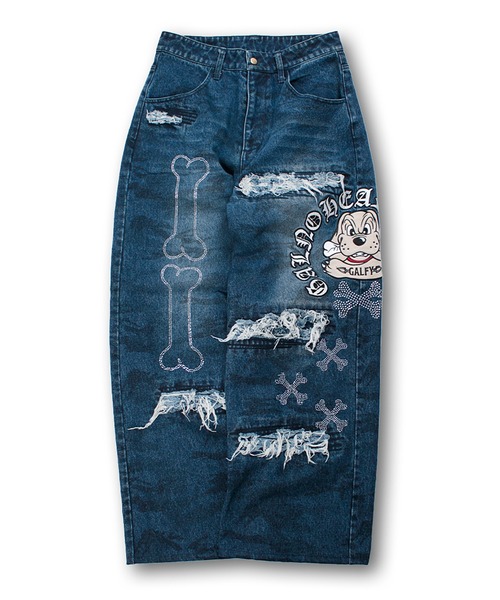 GALFY-ピカピカ骨骨レーザーかも？デニム セール】GALFY-ピカピカ骨骨レーザーかも？デニム（デニムパンツ