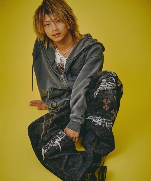 GALFY（ガルフィー）の「GALFY-ピカピカ骨骨レーザーかも？デニム（デニムパンツ・メンズ・ブラック/インディゴブルー・L/XL）」の5枚目の写真