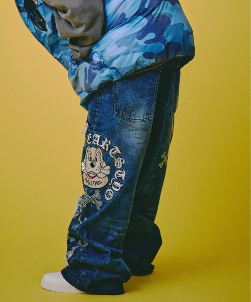 GALFY（ガルフィー）の「GALFY-ピカピカ骨骨レーザーかも？デニム（デニムパンツ・メンズ・ブラック/インディゴブルー・L/XL）」の14枚目の写真