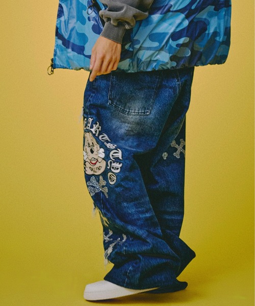 GALFY（ガルフィー）の「GALFY-ピカピカ骨骨レーザーかも？デニム（デニムパンツ・メンズ・ブラック/インディゴブルー・L/XL）」の13枚目の写真