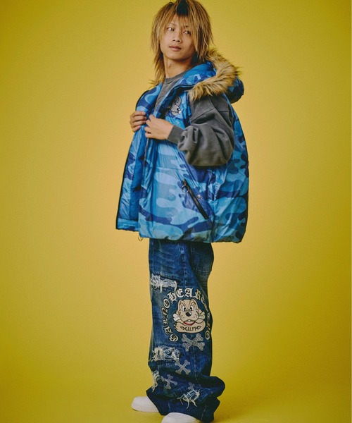 GALFY（ガルフィー）の「GALFY-ピカピカ骨骨レーザーかも？デニム（デニムパンツ・メンズ・ブラック/インディゴブルー・L/XL）」の16枚目の写真