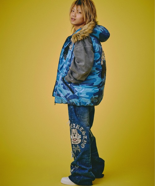 GALFY（ガルフィー）の「GALFY-ピカピカ骨骨レーザーかも？デニム（デニムパンツ・メンズ・ブラック/インディゴブルー・L/XL）」の18枚目の写真