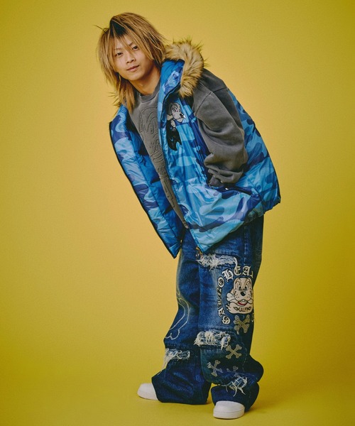 GALFY（ガルフィー）の「GALFY-ピカピカ骨骨レーザーかも？デニム（デニムパンツ・メンズ・ブラック/インディゴブルー・L/XL）」の19枚目の写真