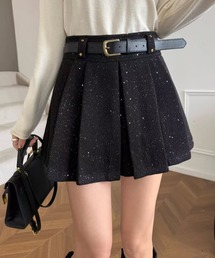 SHEENA | ベルト付きキラキラグリッターラメプリーツミニスカート(スカート)