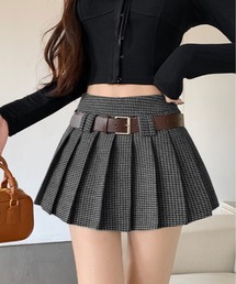 kirakiraShop（キラキラショップ）の「ベルト付き チェック プリーツ ミニスカート（スカート）」