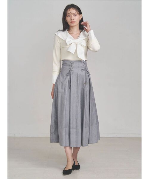 TONAL(トーナル)の「セーラードッキングニット(ニット/セーター・レディース・ネイビー/グレー/オフホワイト・MEDIUM)」の5枚目の写真