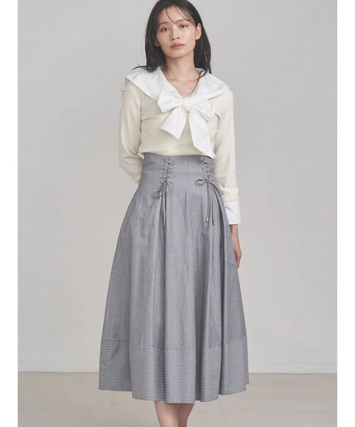 TONAL(トーナル)の「セーラードッキングニット(ニット/セーター・レディース・ネイビー/グレー/オフホワイト・MEDIUM)」の6枚目の写真