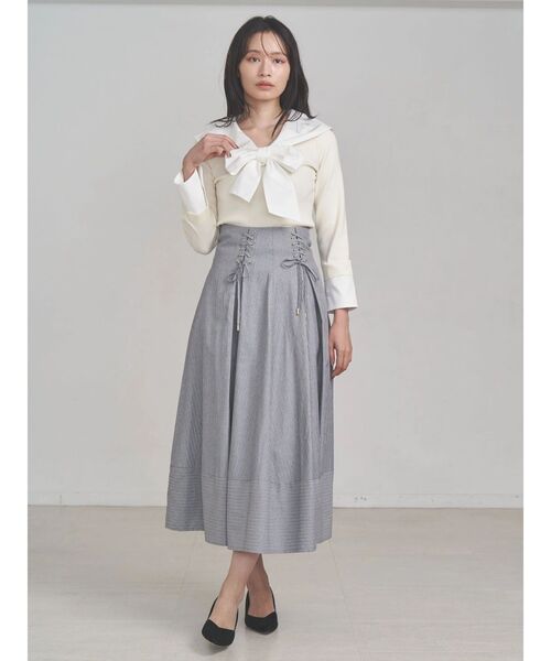 TONAL(トーナル)の「セーラードッキングニット(ニット/セーター・レディース・ネイビー/グレー/オフホワイト・MEDIUM)」の7枚目の写真