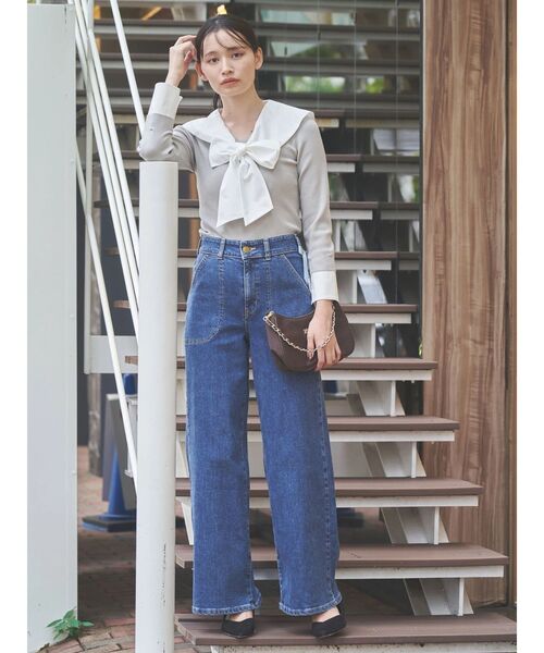 TONAL(トーナル)の「セーラードッキングニット(ニット/セーター・レディース・ネイビー/グレー/オフホワイト・MEDIUM)」の15枚目の写真