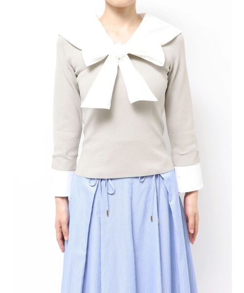 TONAL(トーナル)の「セーラードッキングニット(ニット/セーター・レディース・ネイビー/グレー/オフホワイト・MEDIUM)」の18枚目の写真