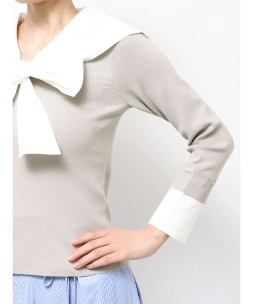 TONAL(トーナル)の「セーラードッキングニット(ニット/セーター・レディース・ネイビー/グレー/オフホワイト・MEDIUM)」の22枚目の写真