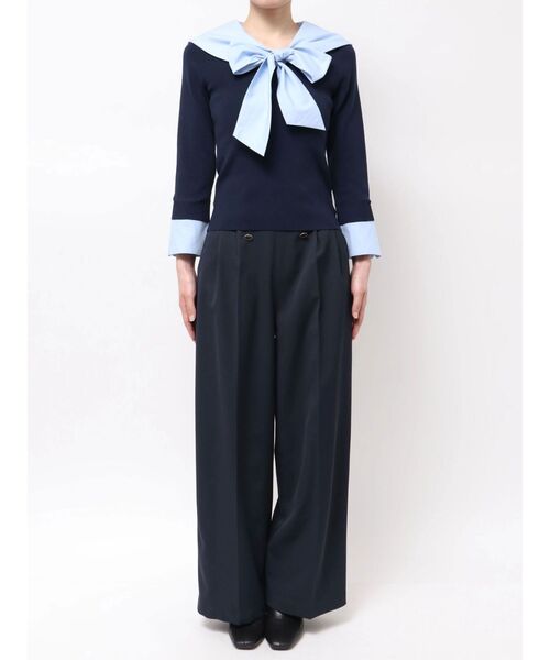 TONAL(トーナル)の「セーラードッキングニット(ニット/セーター・レディース・ネイビー/グレー/オフホワイト・MEDIUM)」の8枚目の写真