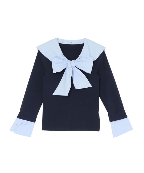 TONAL(トーナル)の「セーラードッキングニット(ニット/セーター・レディース・ネイビー/グレー/オフホワイト・MEDIUM)」の14枚目の写真
