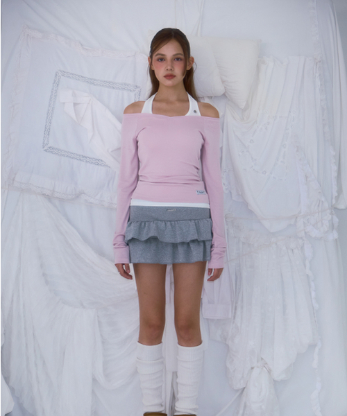 ROSEFRANTZ（ロゼフランツ）の「Soft Curve V-neck Long Sleeve [Pink]（Tシャツ/カットソー・レディース・PINK・OS）」の2枚目の写真