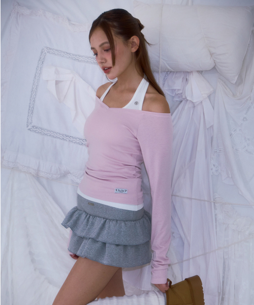 ROSEFRANTZ（ロゼフランツ）の「Soft Curve V-neck Long Sleeve [Pink]（Tシャツ/カットソー・レディース・PINK・OS）」の7枚目の写真