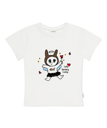 ラブキューピッドプリントスリムフィット半袖Tシャツアイボリー