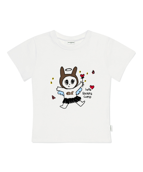 ESCAPEFROM(エスケープフロム)の「ラブキューピッドプリントスリムフィット半袖Tシャツアイボリー(Tシャツ/カットソー・レディース・その他・MEDIUM)」の1枚目の写真