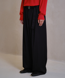 LOOSED BELTED WIDE SLACKS (BLACK)