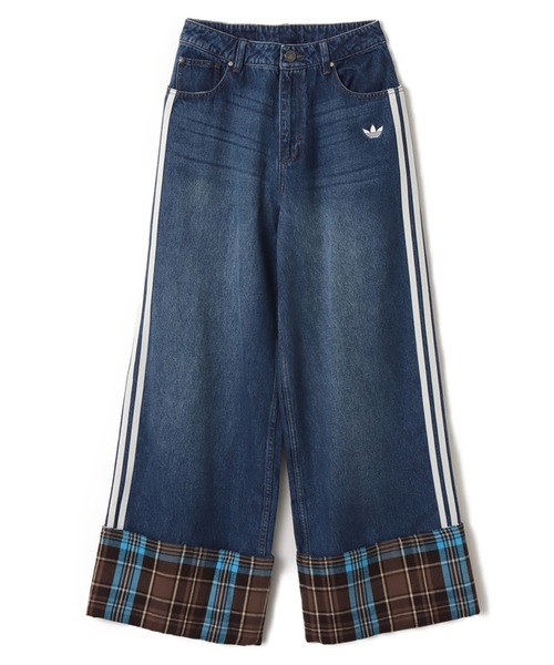 adidas VINTAGE WIDE LEG JEANS WITH CHECKED SEAM / アディダス
