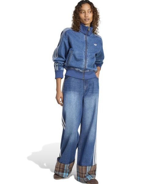 adidas VINTAGE WIDE LEG JEANS WITH CHECKED SEAM / アディダス