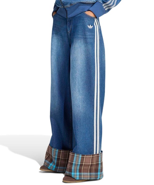  originals ビンテージワイドレッグジーンズ adidas VINTAGE WIDE LEG JEANS WITH CHECKED SEAM / アディダス