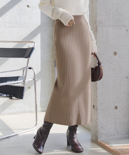 セール】着痩せリブニットスカート（スカート）｜KOBE LETTUCE