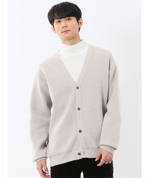 m.f.editorial（エムエフエディトリアル）の「【ハンドウォッシャブル ストレッチ】m.f.エディトリアルメンズ  シェニールヤーン ニットカーディガン（カーディガン/ボレロ・メンズ・ライトグレー/ブラック・MEDIUM/LARGE/X-LARGE）」の2枚目の写真