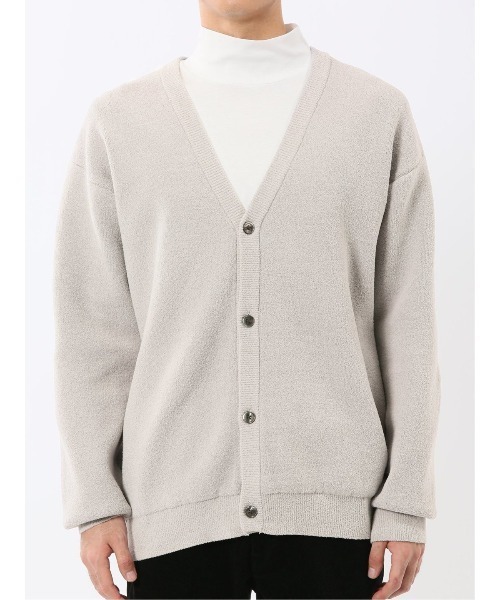 m.f.editorial（エムエフエディトリアル）の「【ハンドウォッシャブル ストレッチ】m.f.エディトリアルメンズ  シェニールヤーン ニットカーディガン（カーディガン/ボレロ・メンズ・ライトグレー/ブラック・MEDIUM/LARGE/X-LARGE）」の5枚目の写真