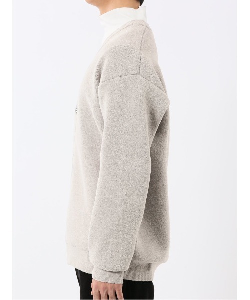 m.f.editorial（エムエフエディトリアル）の「【ハンドウォッシャブル ストレッチ】m.f.エディトリアルメンズ  シェニールヤーン ニットカーディガン（カーディガン/ボレロ・メンズ・ライトグレー/ブラック・MEDIUM/LARGE/X-LARGE）」の6枚目の写真