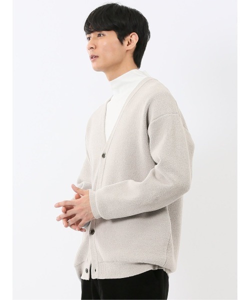 m.f.editorial（エムエフエディトリアル）の「【ハンドウォッシャブル ストレッチ】m.f.エディトリアルメンズ  シェニールヤーン ニットカーディガン（カーディガン/ボレロ・メンズ・ライトグレー/ブラック・MEDIUM/LARGE/X-LARGE）」の10枚目の写真