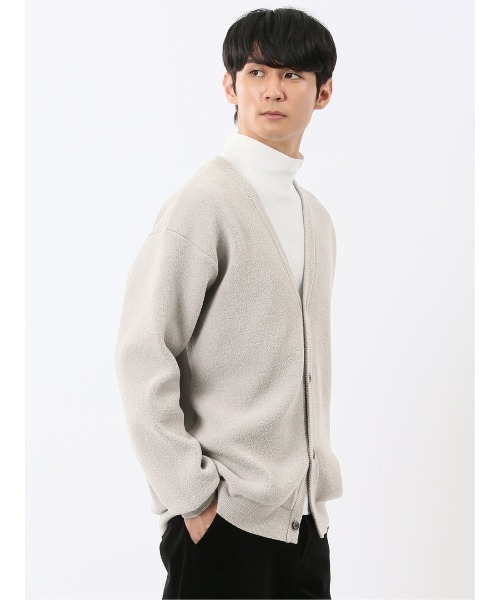 m.f.editorial（エムエフエディトリアル）の「【ハンドウォッシャブル ストレッチ】m.f.エディトリアルメンズ  シェニールヤーン ニットカーディガン（カーディガン/ボレロ・メンズ・ライトグレー/ブラック・MEDIUM/LARGE/X-LARGE）」の12枚目の写真