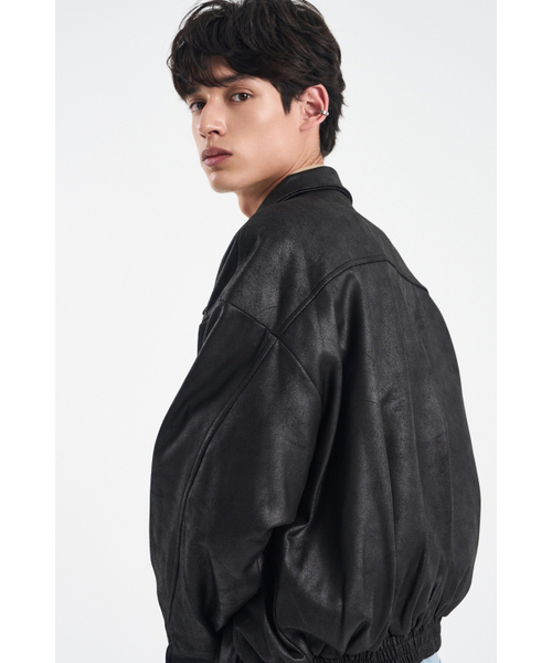 ビ ガンスエードオーバーサイズミニマルインシジョンストレートジップ