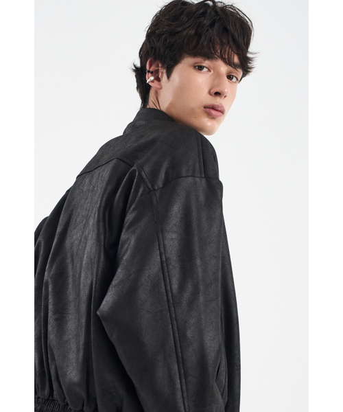 ビ ガンスエードオーバーサイズミニマルインシジョンストレートジップ