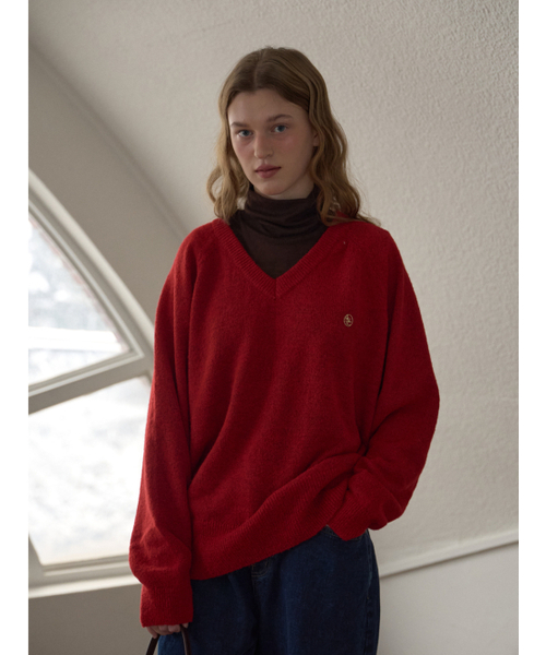 ANOETIC(アノエティック)の「SOFT V-NECK PULLOVER_RED(ニット/セーター・レディース・レッド・FREE)」の1枚目の写真