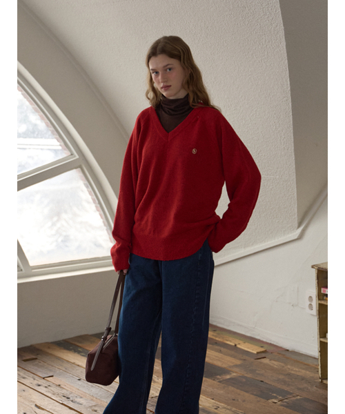 ANOETIC(アノエティック)の「SOFT V-NECK PULLOVER_RED(ニット/セーター・レディース・レッド・FREE)」の4枚目の写真