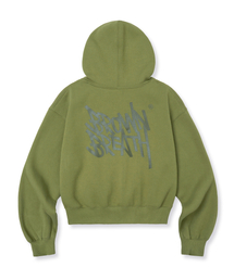 W TAG CROP HOODIE - OLIVE